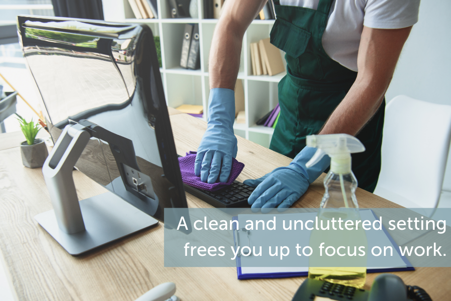 A clean and uncluttered setting frees you up to focus on work