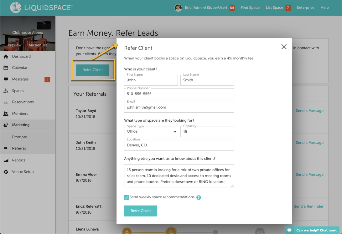 Submit a referral to LiquidSpace